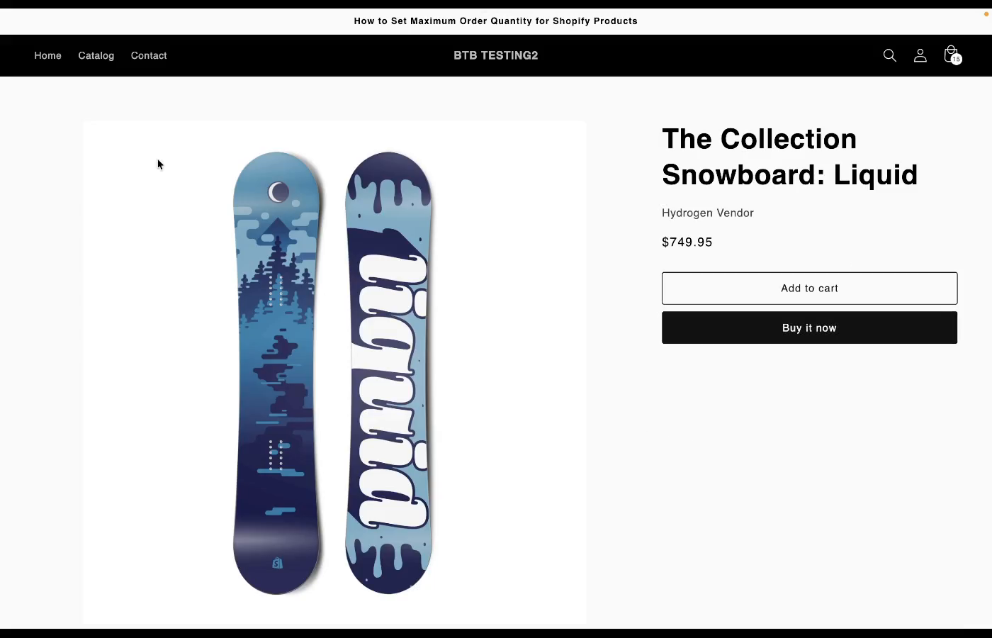 Shopify product page for The Collection Snowboard: Liquid