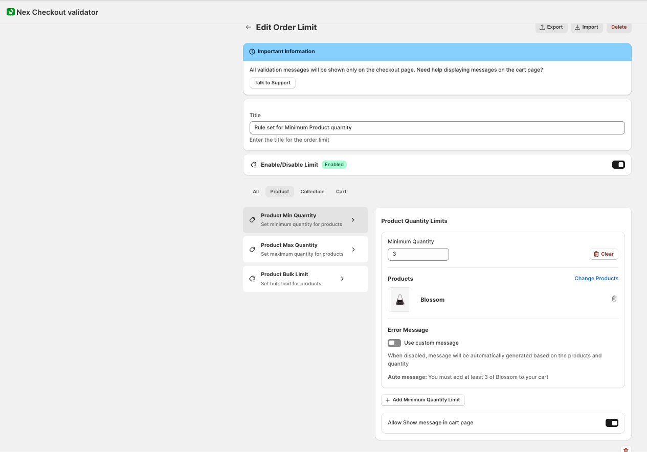 Setting 12-unit minimum per product for wholesale