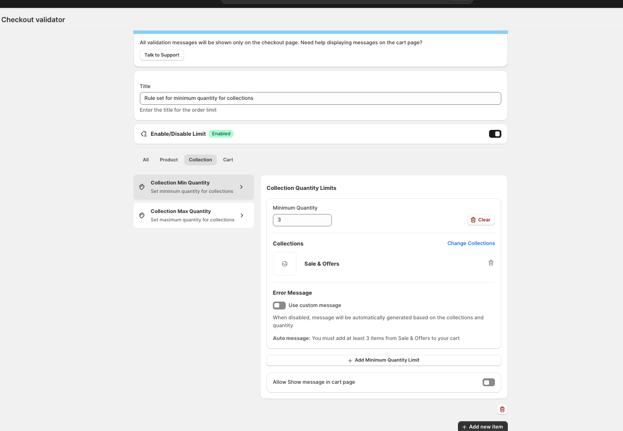 Creating a new minimum quantity rule in Nex MOQ