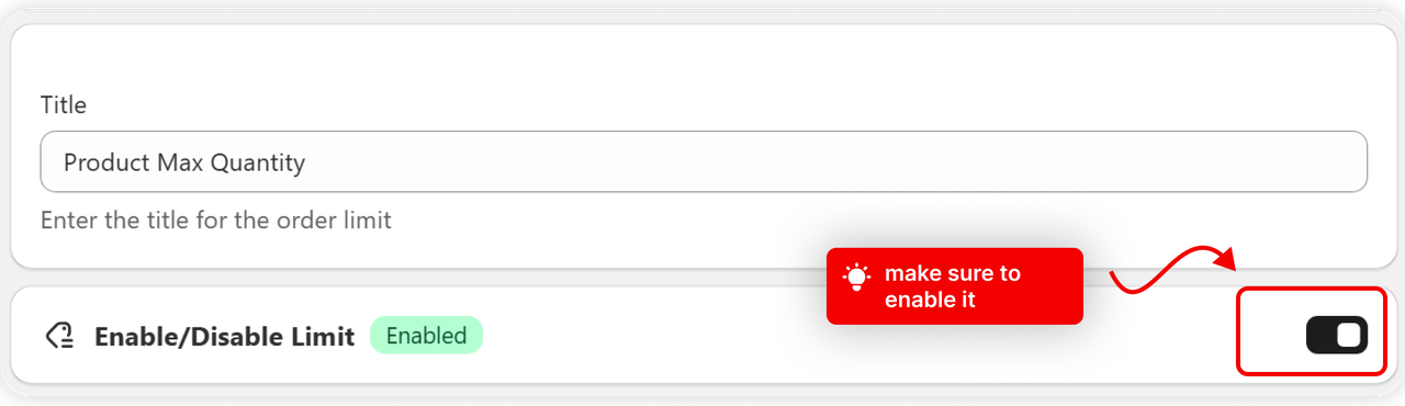 A titled rule with Enable/Disable Limit switched on