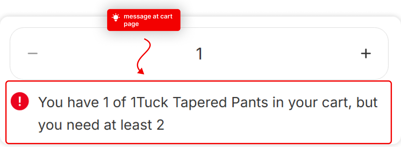 The message on the storefront cart page, above the checkout button